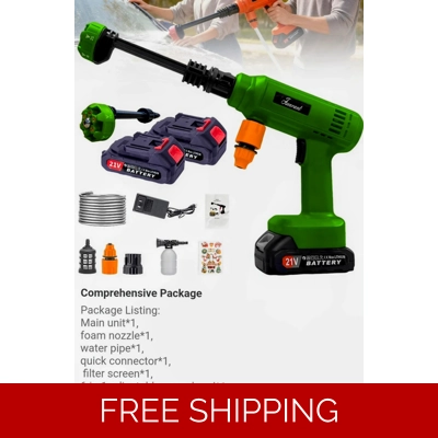 6 in 1 Portable Cordless High Pressure Car Wash Gun, High Capacity Lithium Battery for Yard, Car